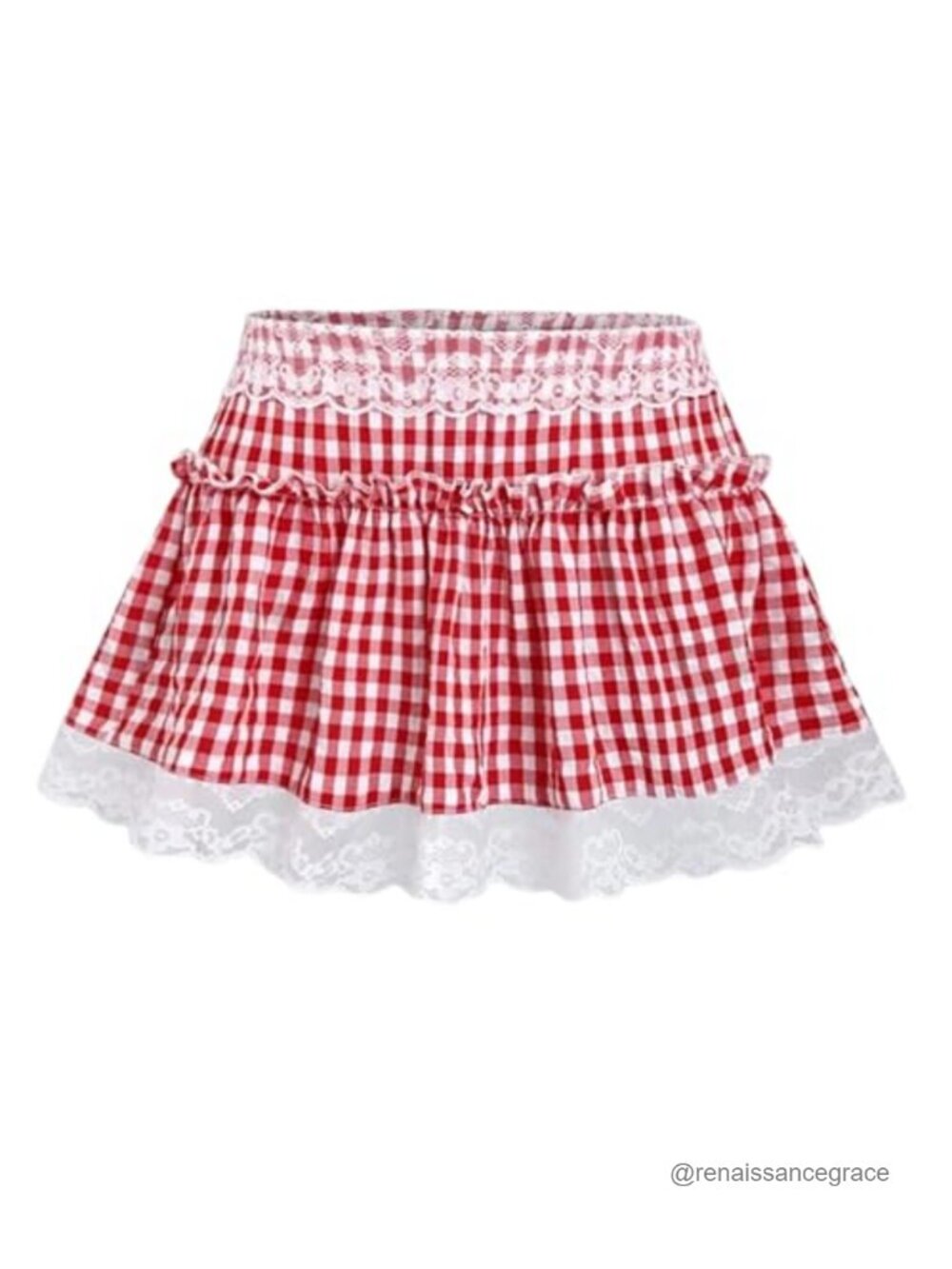 Pleated Ruffle A-Line Mini Skirt Gingham Cosplay Costume